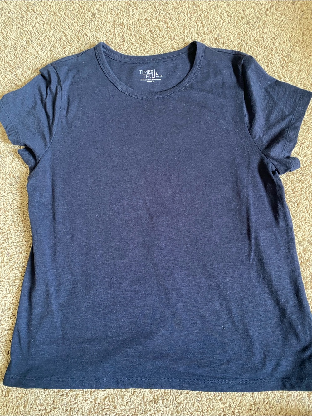 Time and Tru Navy Short Sleeve Crew Tee